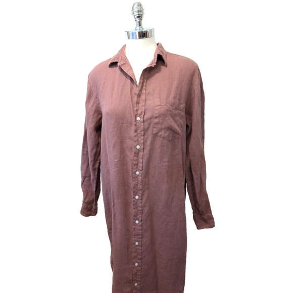 Frank & Eileen Rory Linen Shirt Dress Small Button Down Midi Maxi Sienna - Picture 3 of 10